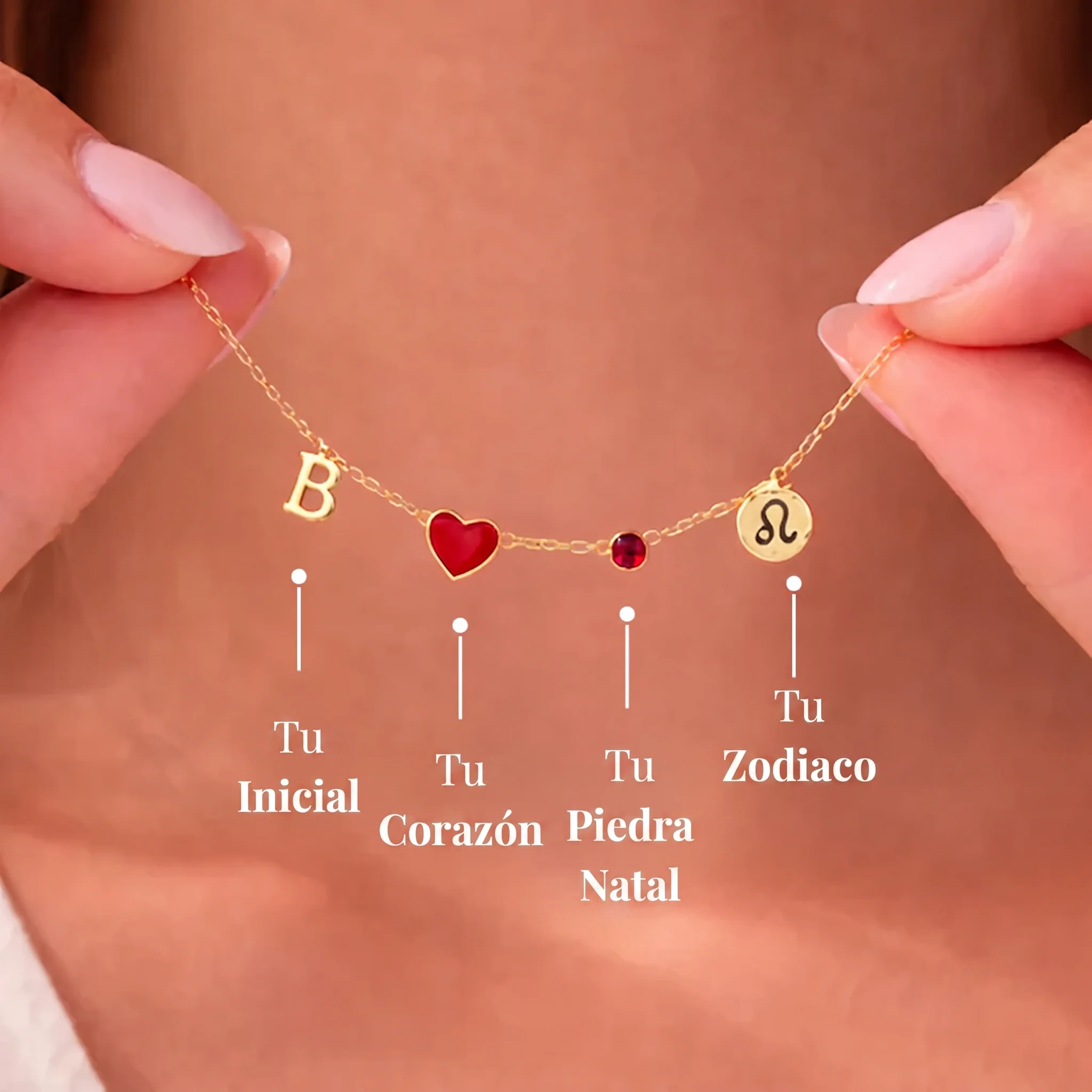 Collar Inicial con Corazón, Piedra y Zodiaco - Image 4