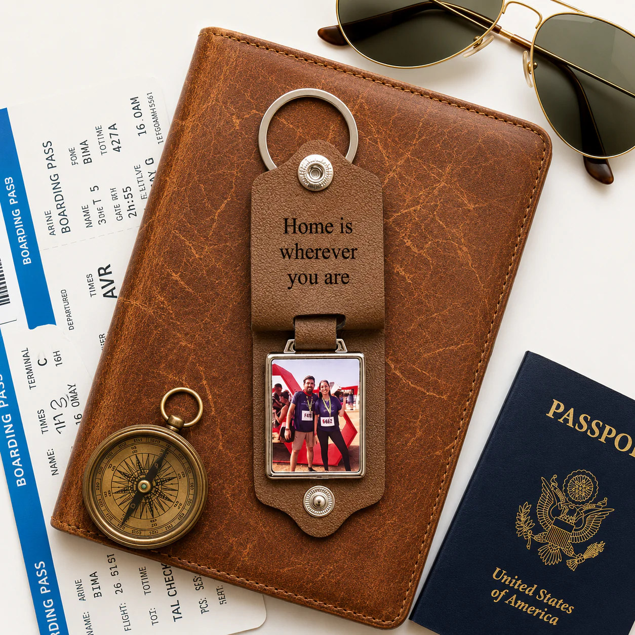 Custom Photo Keychain with Engraved Text - Image 3