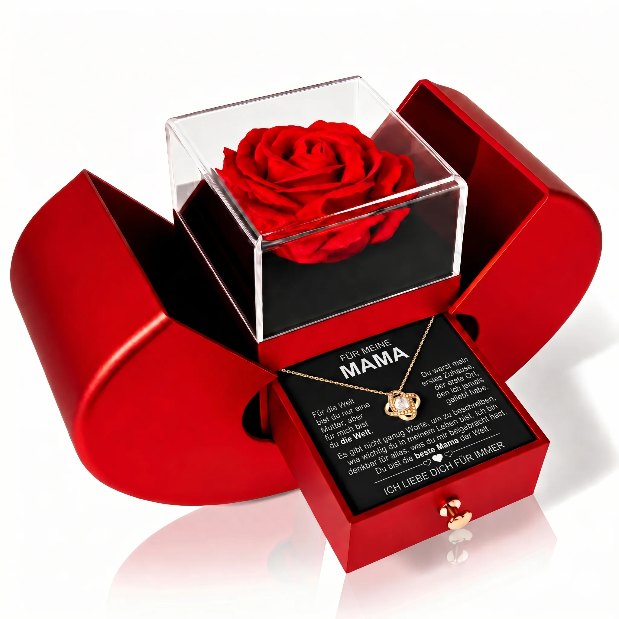 Forever-Halskette in Apfel-Box – Konservierte Rose - Image 6