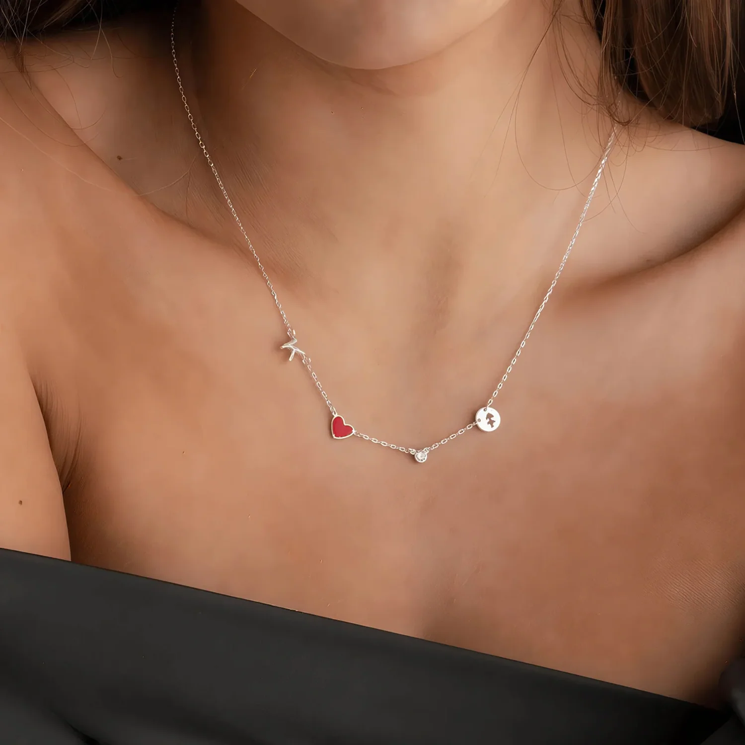 Collar Inicial con Corazón, Piedra y Zodíaco - Image 2
