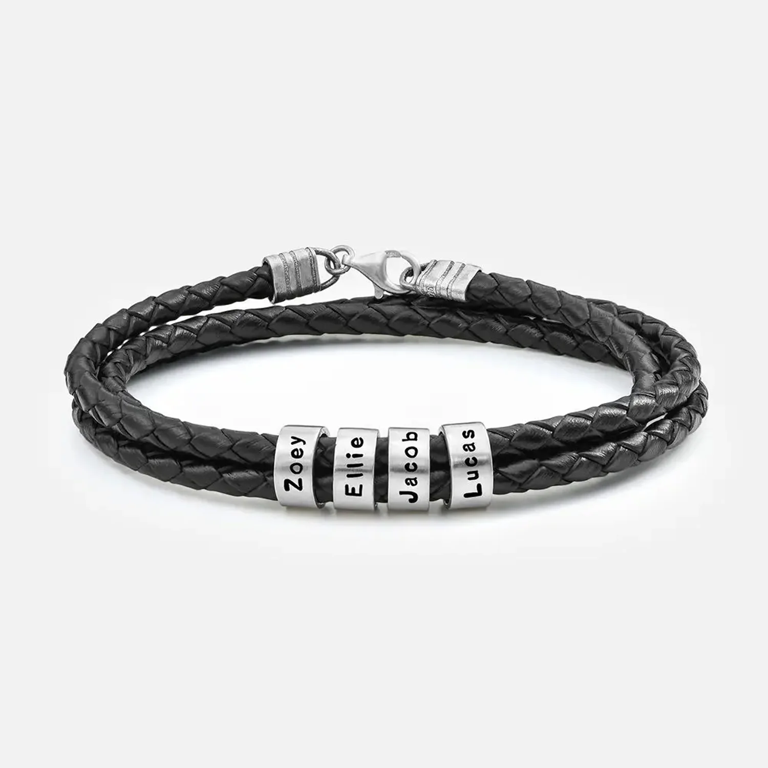 Braided Leather Bracelet with Beads - Image 3