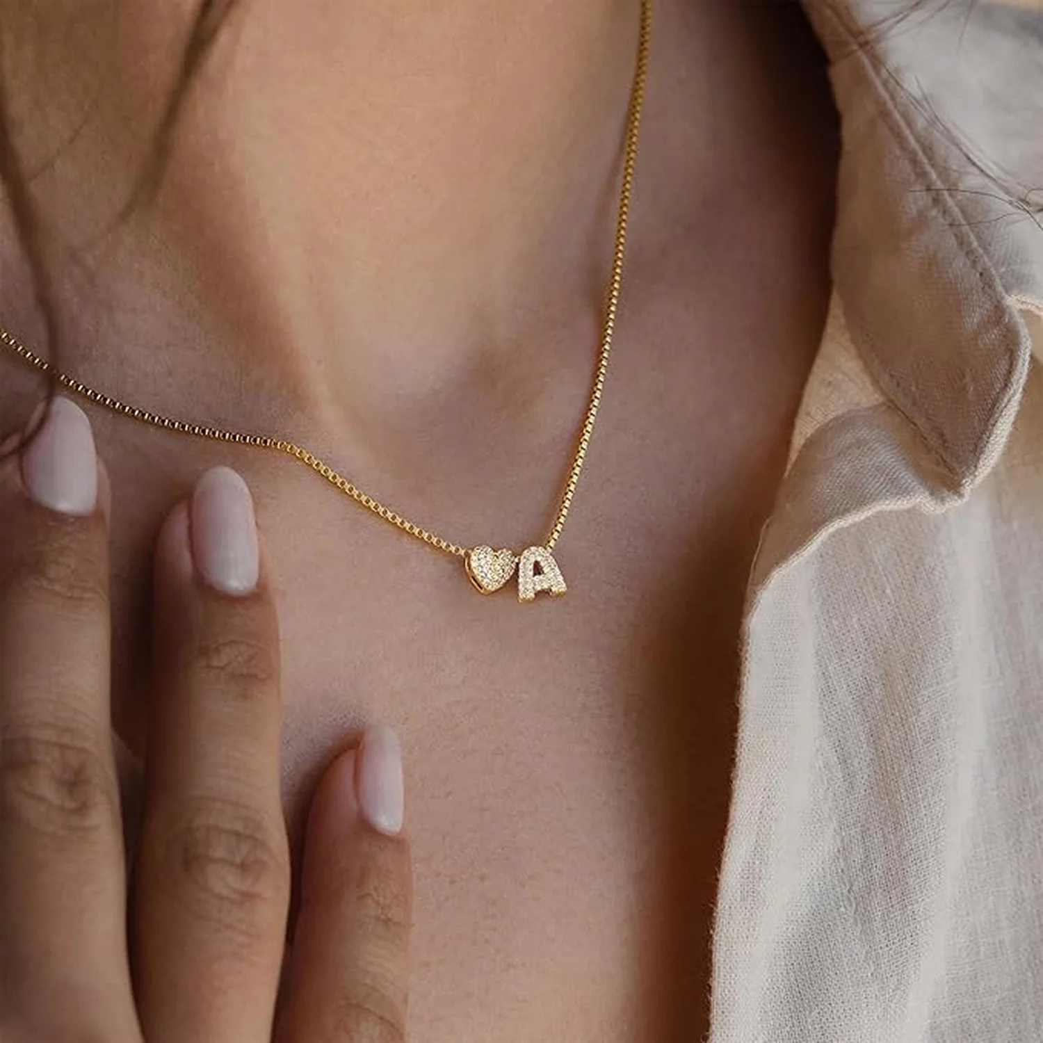 Heart & Initial Necklace - Image 5