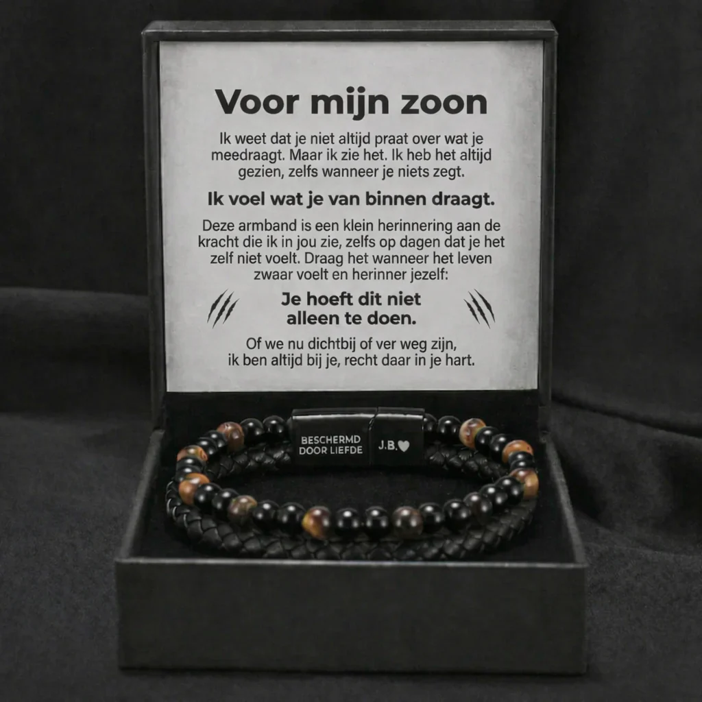 Schild voor mijn zoon – Tijgeroogarmband