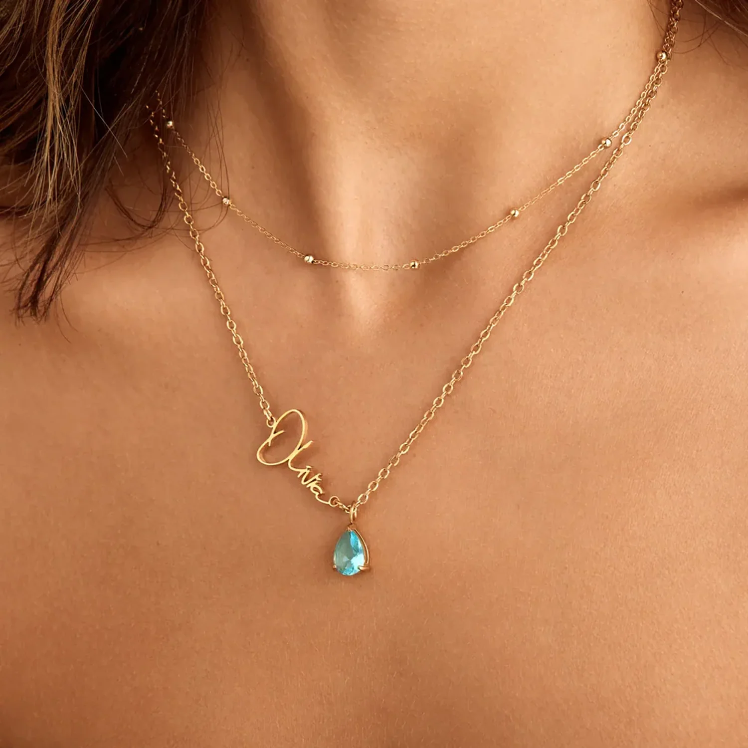 Signature Name and Birthstone Necklace - Image 4