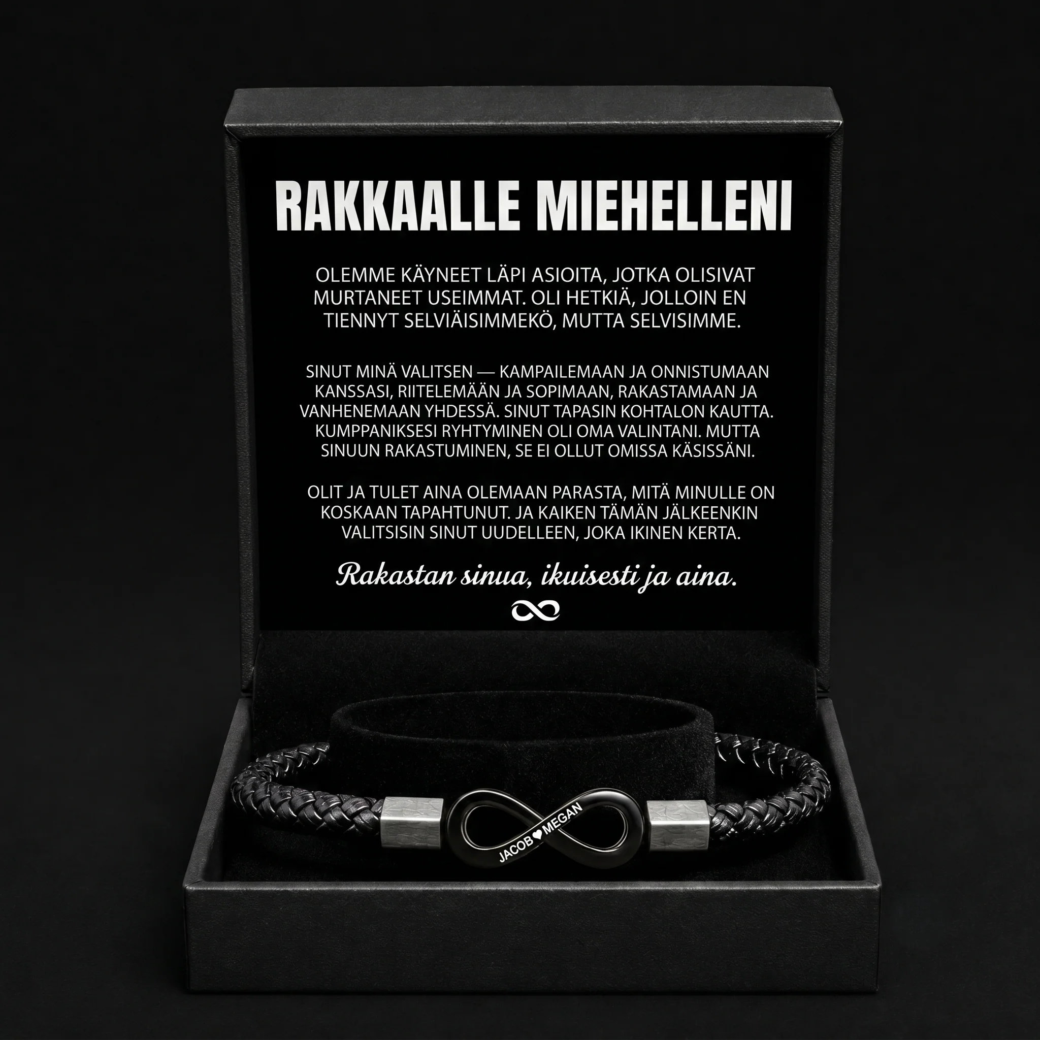 Yksilöity rannekoru miehelleni